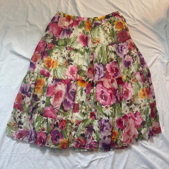 Vintage 90s Floral Tiered Maxi Skirt - Picture 5 of 8